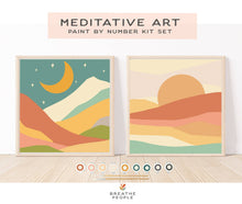 Load image into Gallery viewer, Sun + Moonlight Meditative Art Paint by Number Kit+ Easel