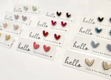 Load image into Gallery viewer, Heart clay studs: Red / Silver heart