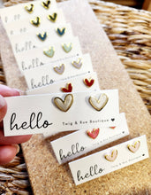 Load image into Gallery viewer, Heart clay studs: Red / Silver heart