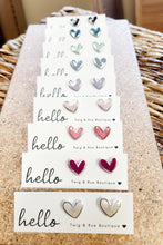 Load image into Gallery viewer, Heart clay studs: Red / Silver heart