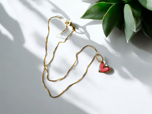Load image into Gallery viewer, Gold heart necklace: Red