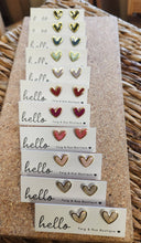 Load image into Gallery viewer, Heart clay studs: Coral Pearl / Gold heart