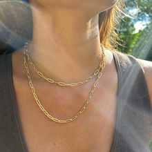 Load image into Gallery viewer, Matte Gold Classic Paperclip Chain Necklace: 20-22"
