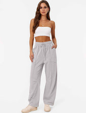Load image into Gallery viewer, Ladies Contrast Stitching Elastic Waist Drawstring Barrel Pants
