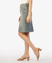 Load image into Gallery viewer, Rose Button Front Denim Skirt
