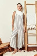 Load image into Gallery viewer, Mystree Silk Linen Stripe Jumpsuit
