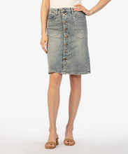 Load image into Gallery viewer, Rose Button Front Denim Skirt
