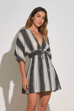 Load image into Gallery viewer, KENYA BLACK/WHITE DEEP VNECK DRESS
