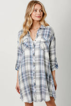 Load image into Gallery viewer, Rolled Up Sleeve Washed Plaid Dress
